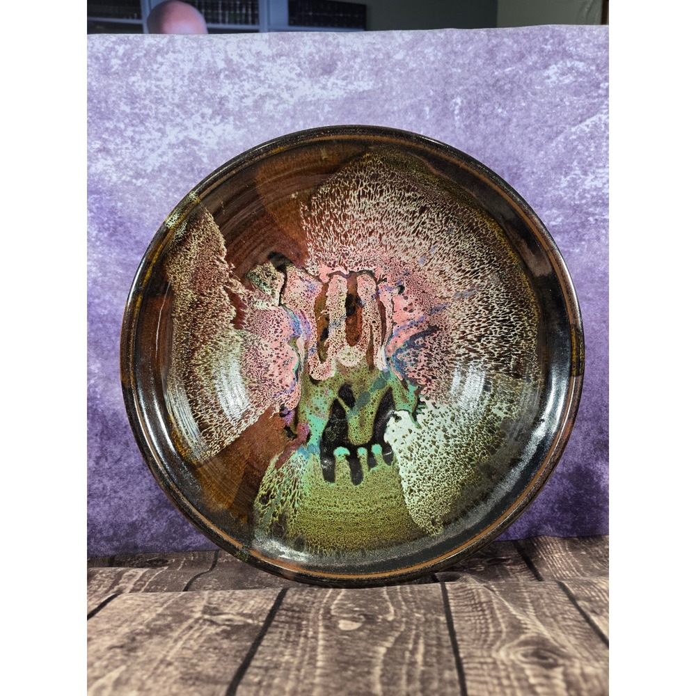 Paul Park City Utah Studio Pottery Hand Signed Glazed Stoneware Bowl Multi-Color